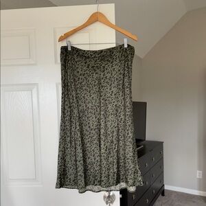 Olive Green Cheetah Print Slip Skirt
